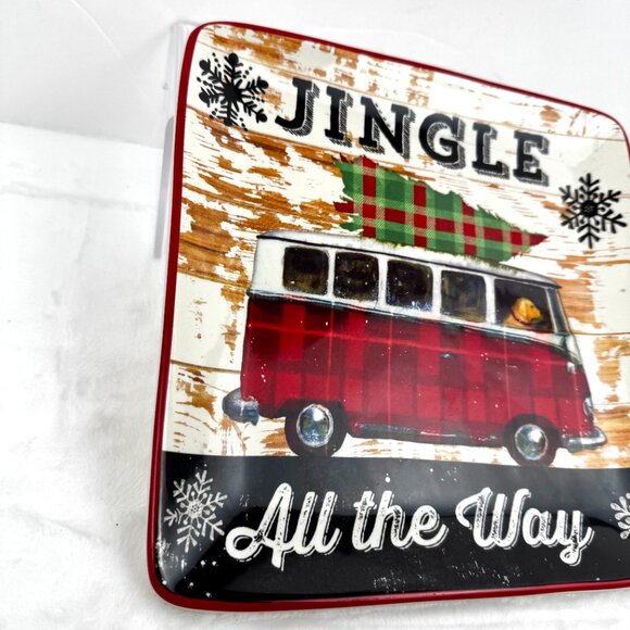 2 Geoffrey Allen 2014 Sleigh Bell 8.5" Square Plates by Certified Internat READ - Picture 10 of 12